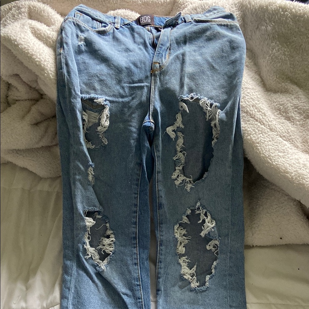 Distressed Blue Mom Jeans